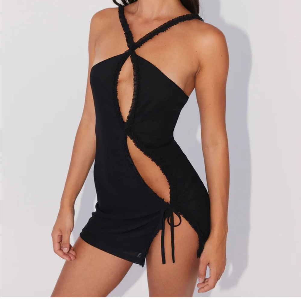 Peppermayo- Midnight Rhapsody Ruffle Mini Dress - Black